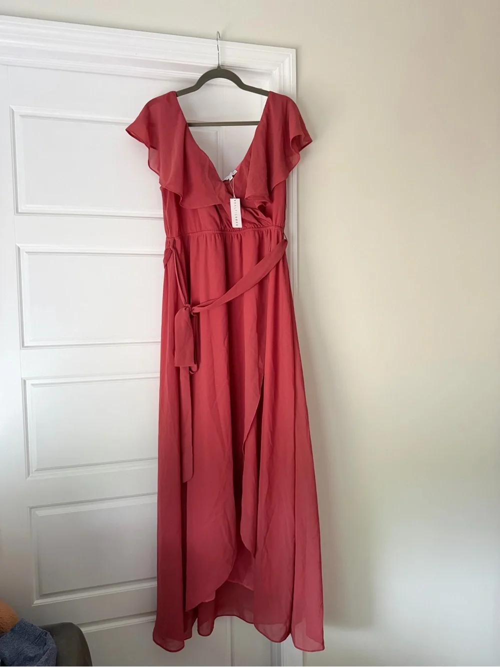 Baltic Born Coral Maxi Dress with Flutter Sleeves